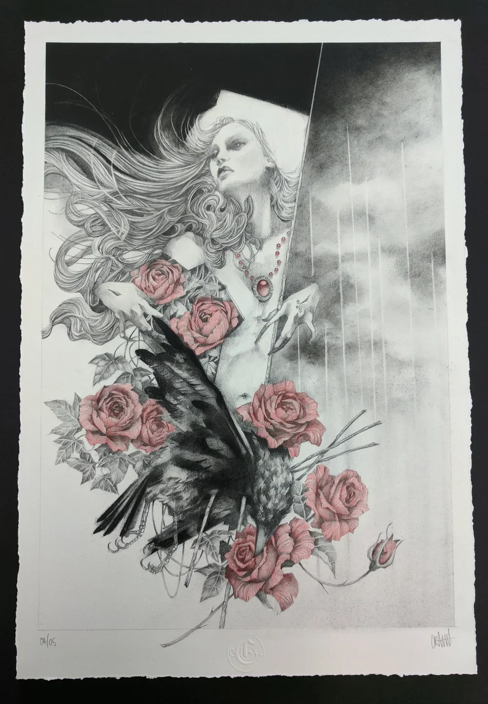 Craww 'Stormfront' Hand Embellished Print Available