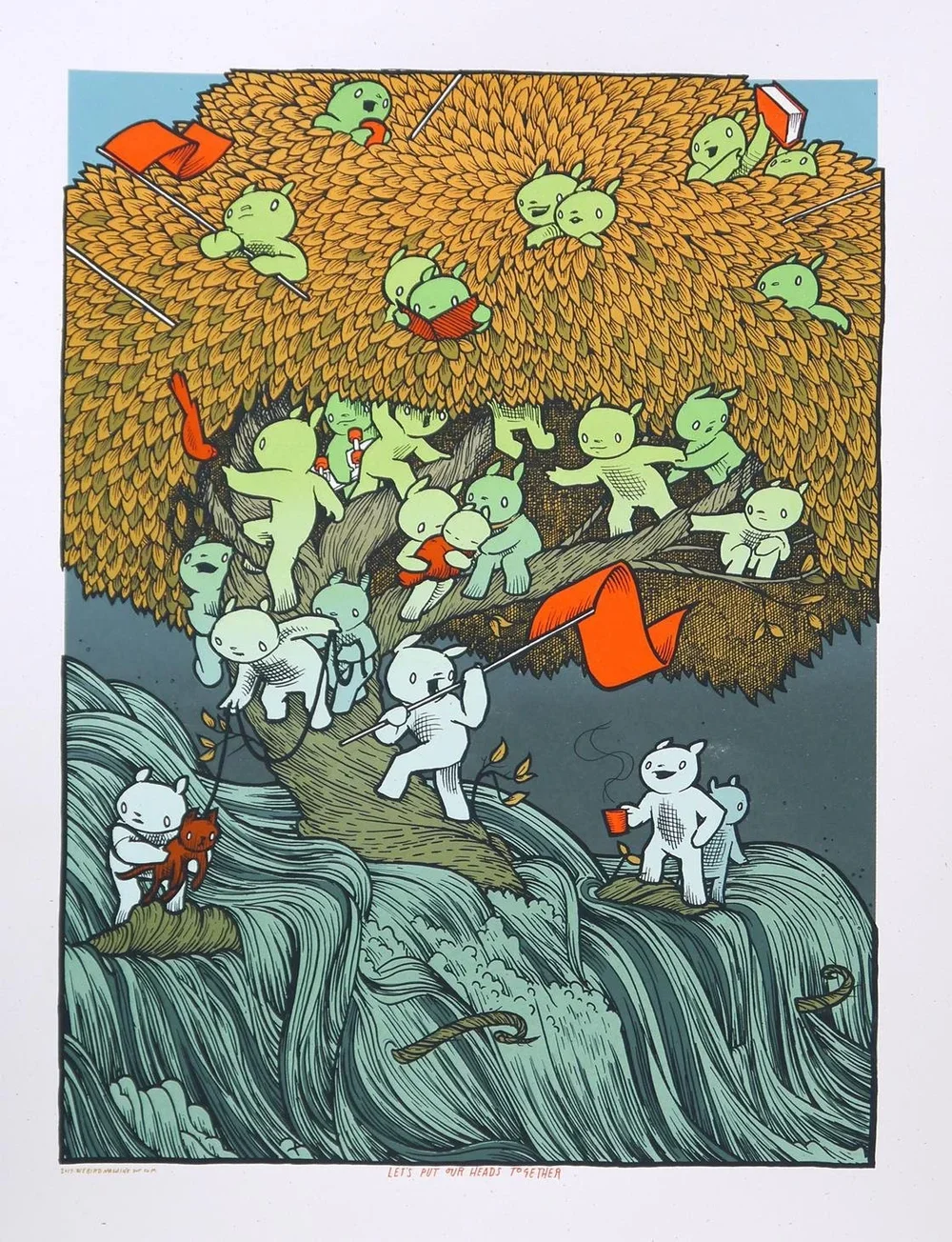 Jay Ryan 'Let's Put Our Heads Together' Print Available