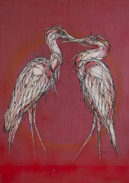 Dzia 'Golden Herons' Original Available