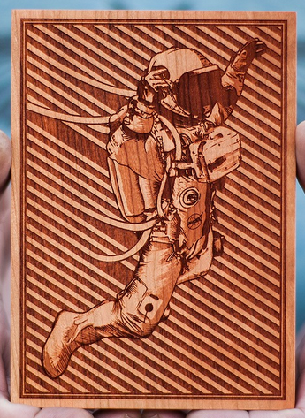 Space Wolf 'The Descent' Wood Print Available