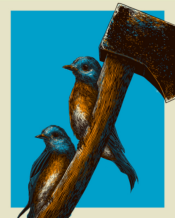 John Vogl 'Bluebirds And Axe' Print Available