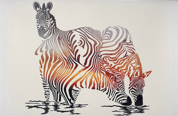 'Bathing Zebras' Print Available