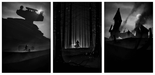 Marko Manev 'Rey, Kylo Ren And Finn' Noir Prints Available