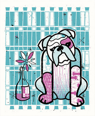 Andrew Vastagh 'Bulldog And Flower' Print Available