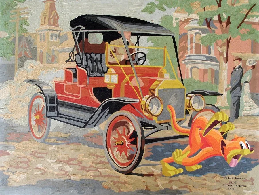 Anthony Ausgang 'The First Cat Run Over By A Car' Pretty Awesome Painting Available