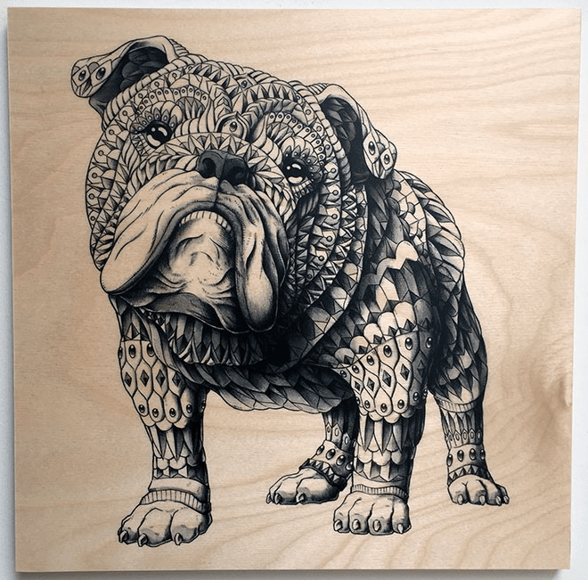Bioworks 'English Bulldog' Wood Print Available