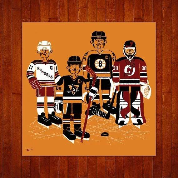 Ian Glaubinger NHL 'Eastern + Western 90's All Stars' Prints Available