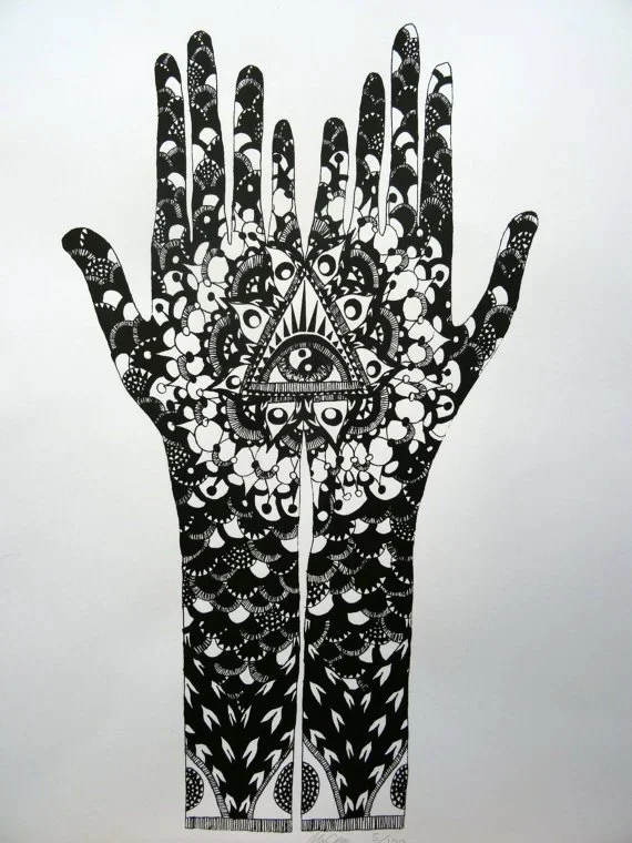 Monica Holly 'Hands Black And White Pattern' Print Available