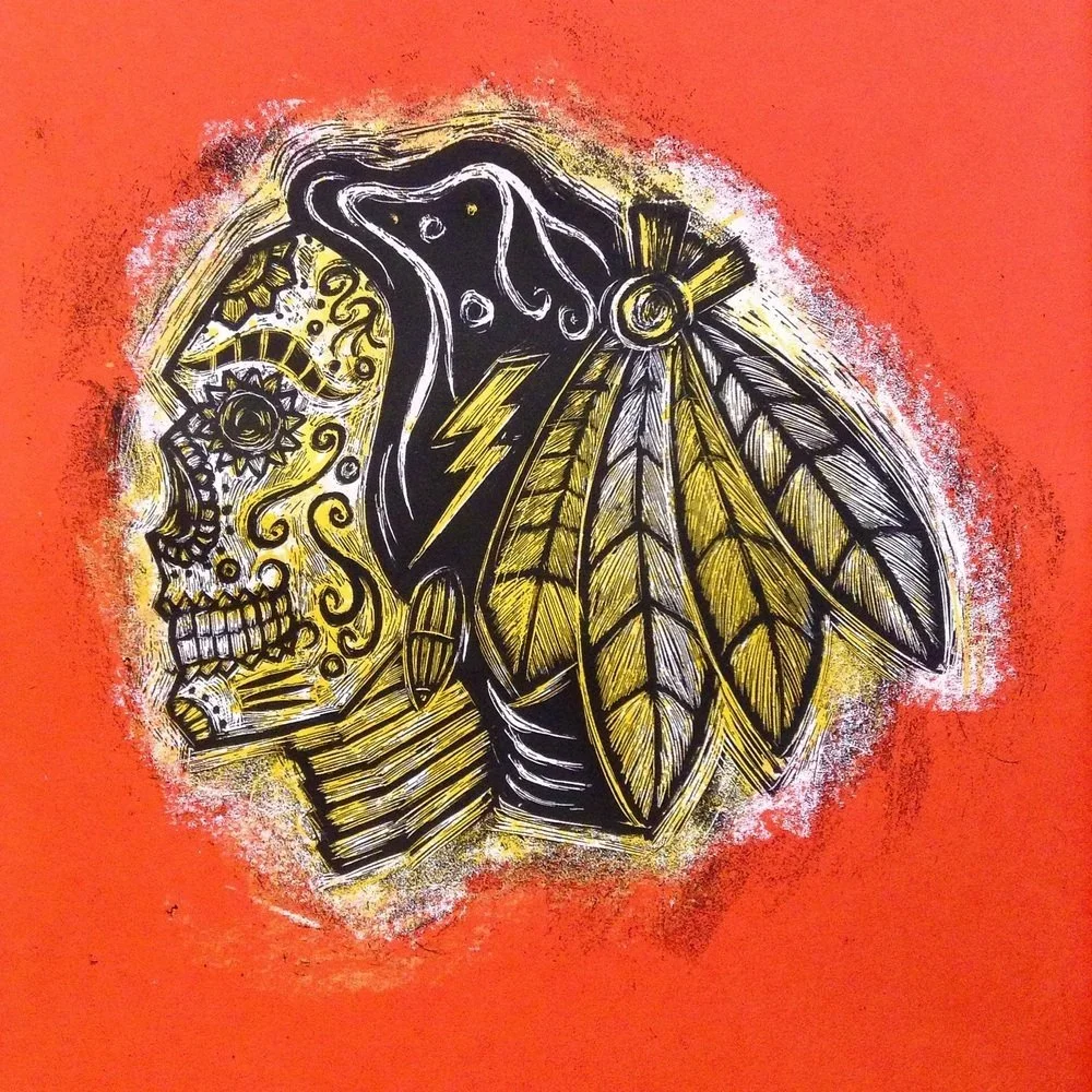 Dan Grzeca 'Hawks Sugar Skull' Print Available