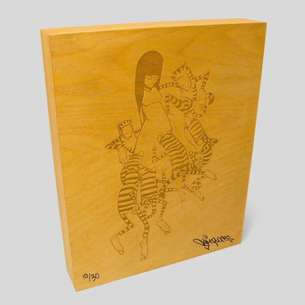 Sam Flores 'Tiger Kids' Wood Print Available