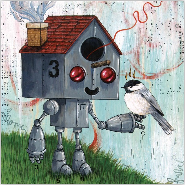 James Demski Jimbot 'Best Buddies' Wood Print Available