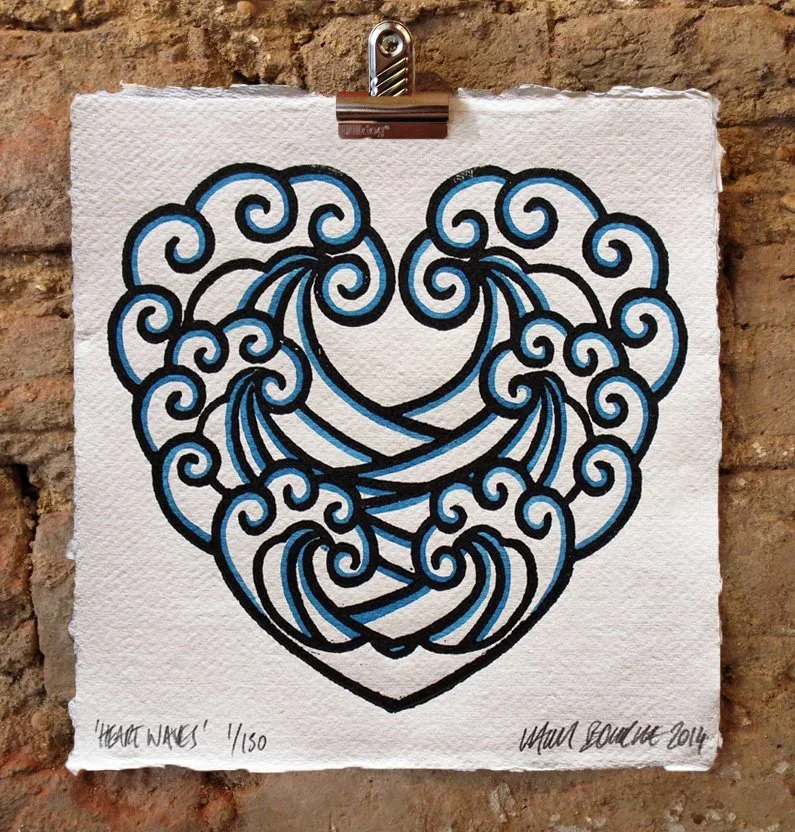 Chris Bourke 'Heart Waves' Print Available