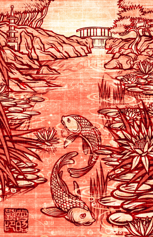 Miles Tsang 'Koi Dawn' Print Available