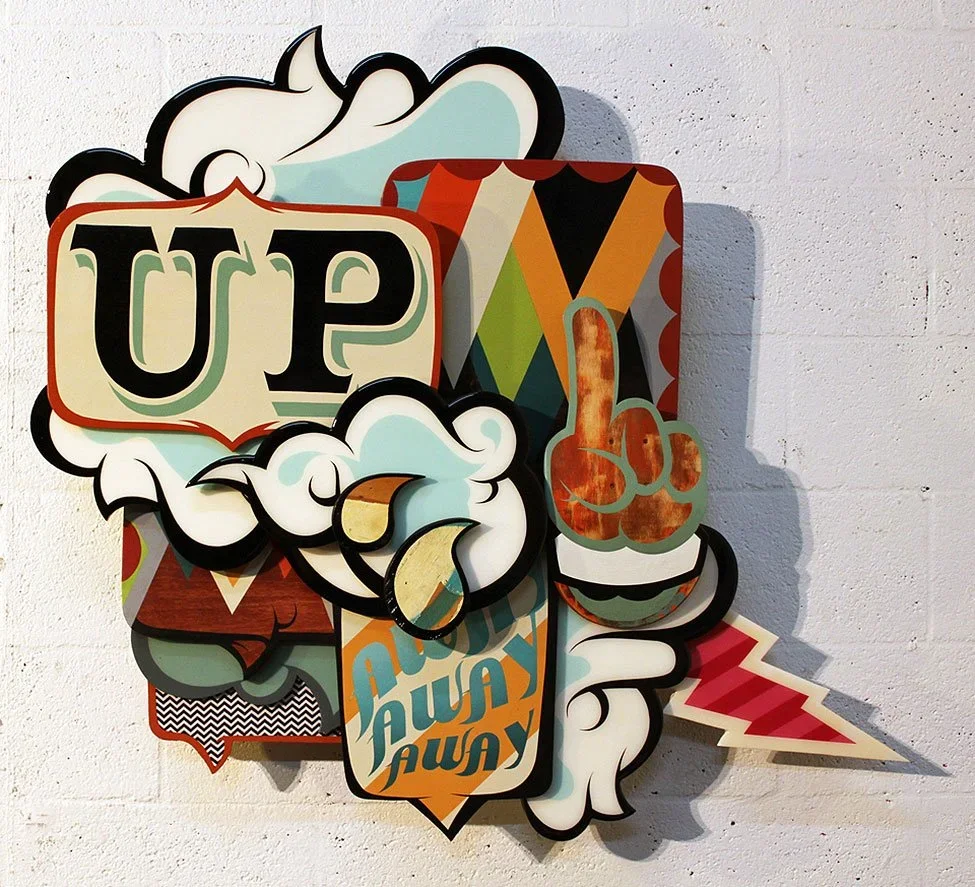 Alex Yanes 'Up and Away' Mixed Media Piece Available