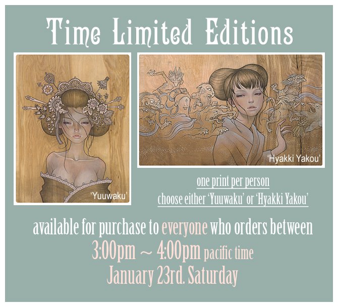 Audrey Kawasaki 'Hyakki Yakou' + 'Yuuwaku' Time Released Print Details