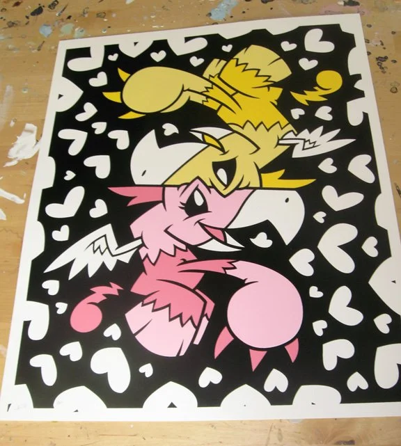 Joe Ledbetter 'The Love Birds' Dunny Golden Ticket Print SNEAK PEEK