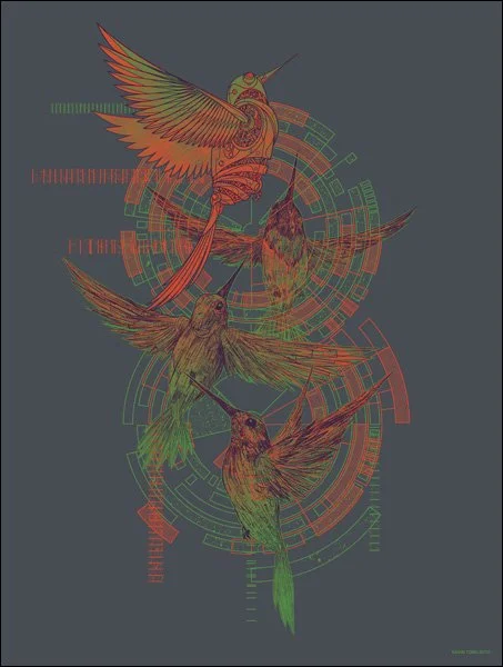 Kevin Tong 'Hologram Hummingbirds' Print Available