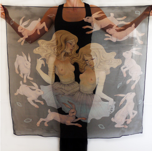 Audrey Kawasaki 'Under the Full Moon' Scarf + Print Available