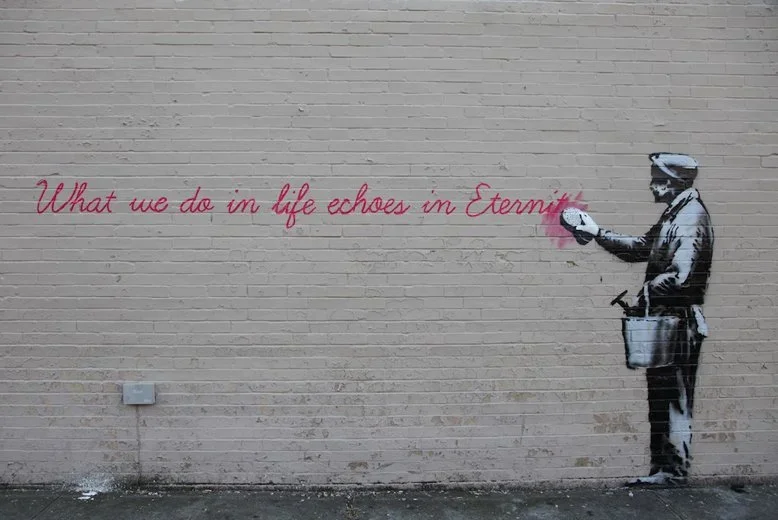 Banksy 'What We Do In Life Echoes In Eternity' Graffiti Found In Queens