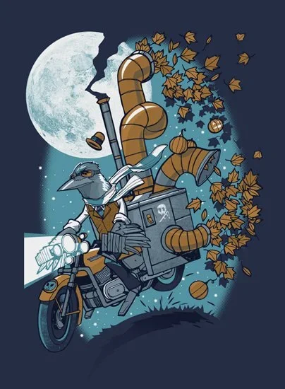 Clinton Reno 'Two Wheel Hooded Crow' Print Available