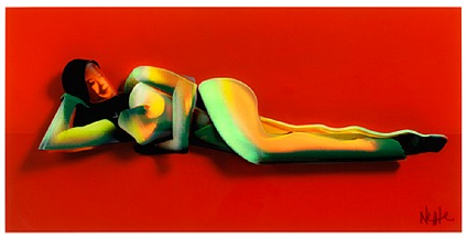Adam Neate 'Red Reclining Nude' Dimensional Edition Available