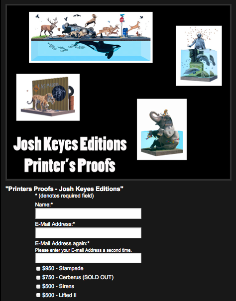 Josh Keyes 'Stampede', 'Lifted 2' &amp; 'Sirens' Printers Proofs Available