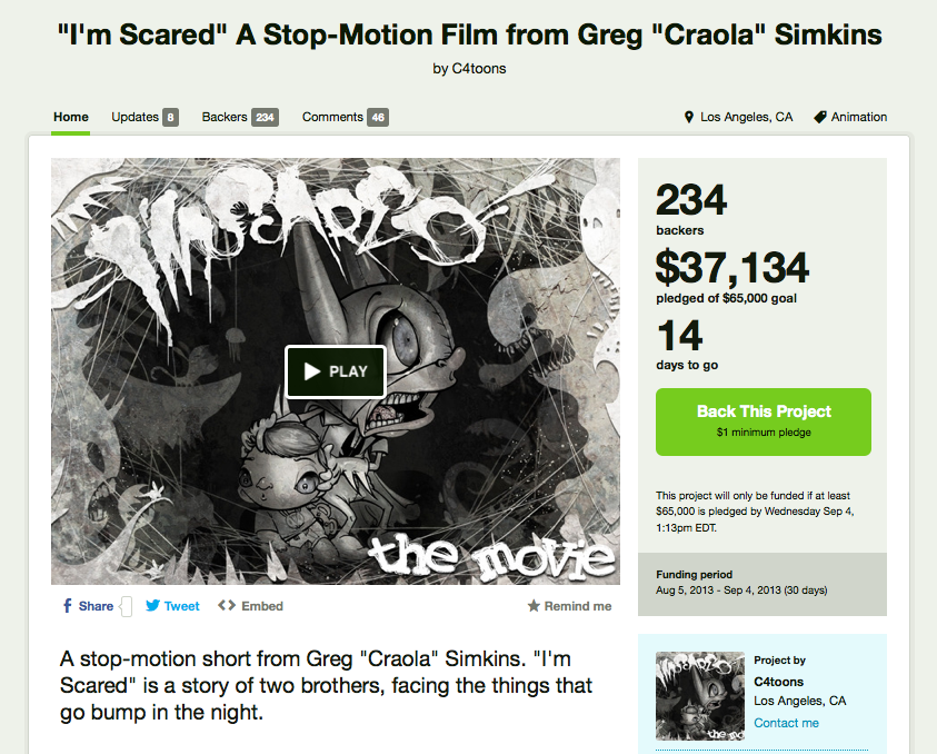 Greg Craola Simkins 'Im Scared' Kickstarter Campaign