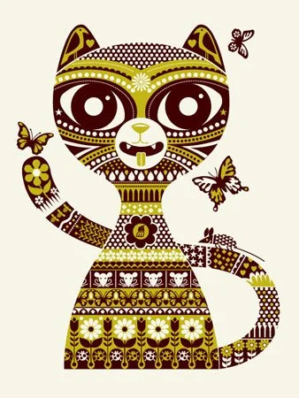 Robert Lee 'Spring Kitty' Green + Cranberry Prints Available