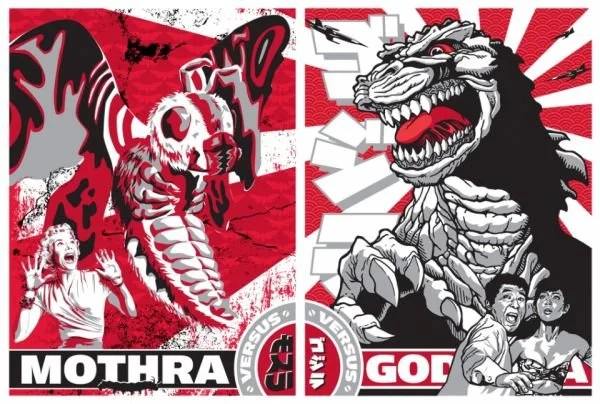 Joshua Budich 'Vs #1' Godzilla vs Mothra Diptych SNEAK PEAK