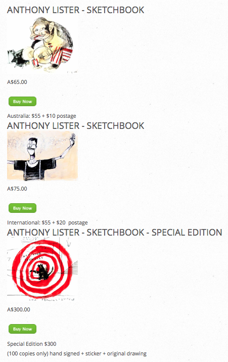 Anthony Lister 'Sketchbook' Available