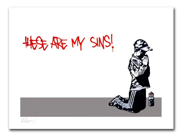 Banksy Bites Rene Gagnon 'These Are My Sins' Print Available