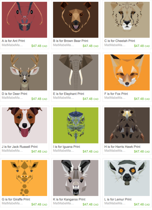 Mat Mabe 'Alphabet Animal' Prints Availble