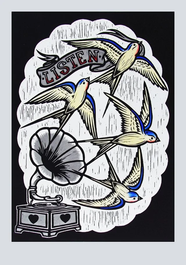 Chris Bourke 'Listen' Yellow Print Available