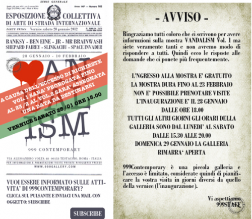 '999 Contemporary' Art Show Details (In Italian)