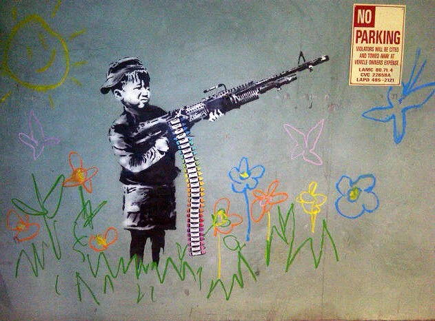 Banksy In L.A (Crayon Machine Gun, Dog Pee + Charlie Brown)