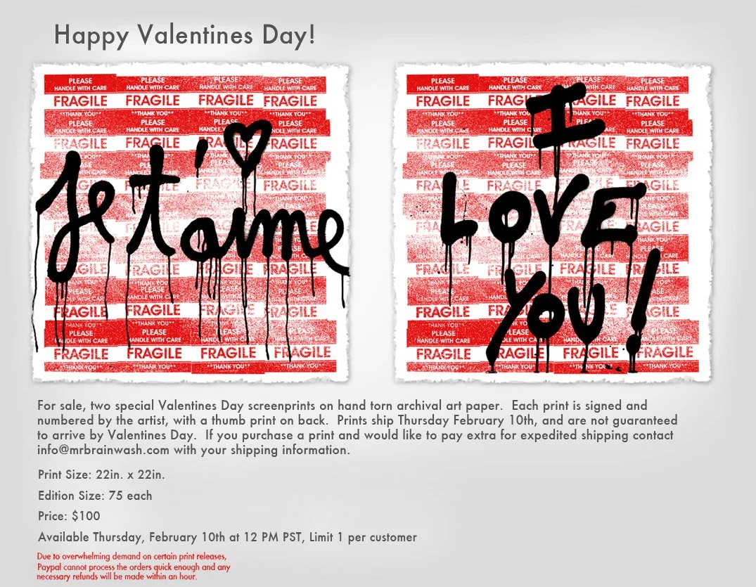 Mr Brainwash 'Je T'aime' + 'I Love You' Prints Release Details