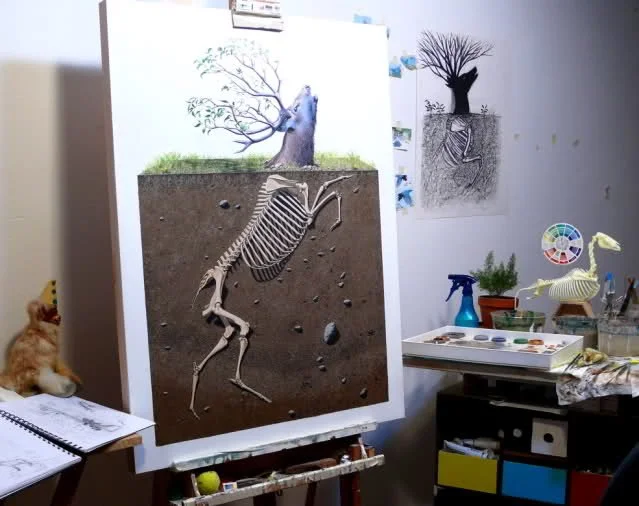 Josh Keyes Upcoming Painting SNEAK PEEK