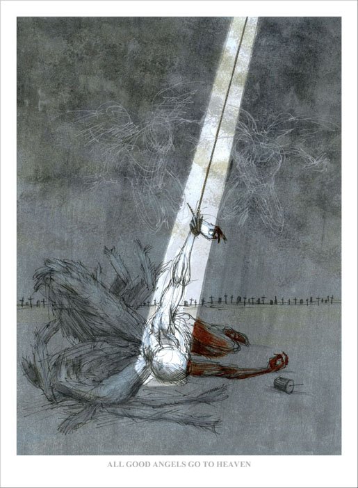 Derek Hess 'All Good Angels Go To Heaven' Print Available