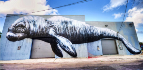 ROA Kills It With A Beautiful Manatee Mural In Miami