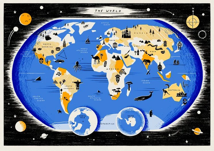 Owen Gatley 'Map Of The World' Print Available