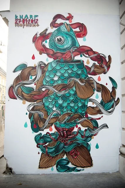 Knarf 'Twisted Fish' Mural In Vienna Austria