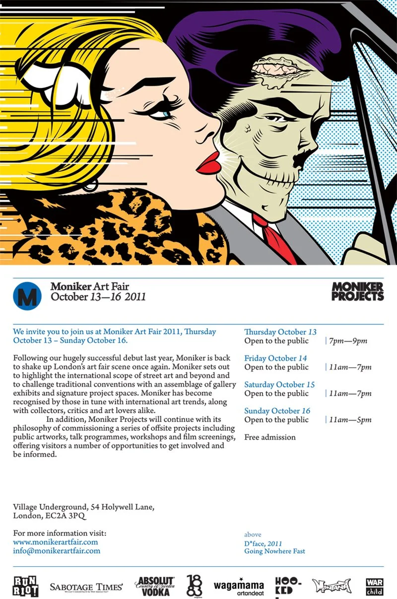 Moniker Art Fair Evite Details + D*Face 