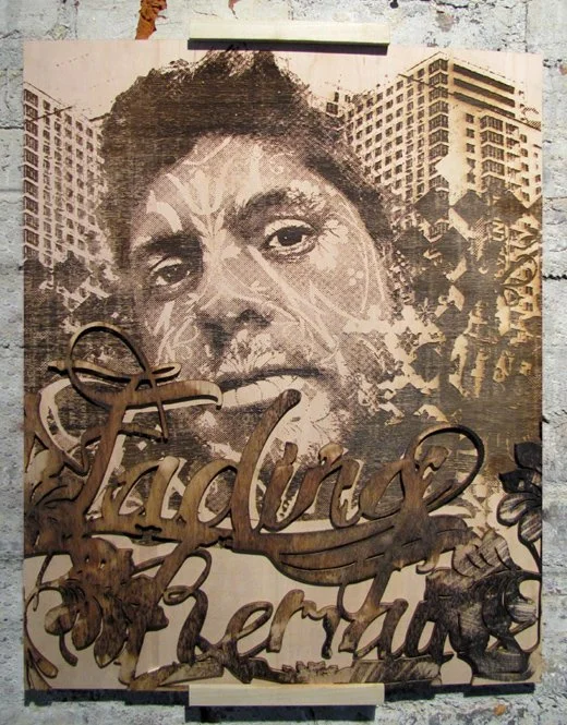 Vhils 'Fading Remains' Wood Etching Available