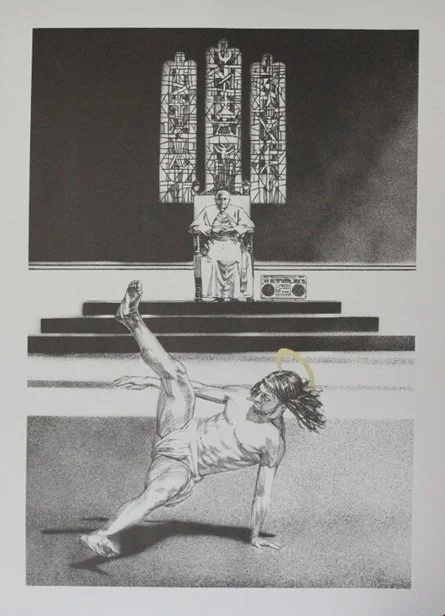 Cosmo Sarson 'Breakdancing Jesus' Print Available