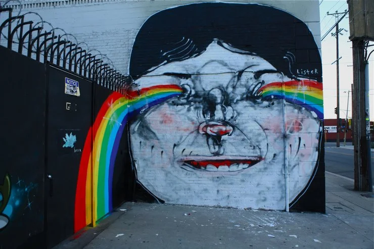Anthony Lister 'Double Rainbow Eyes' Mural In L.A.