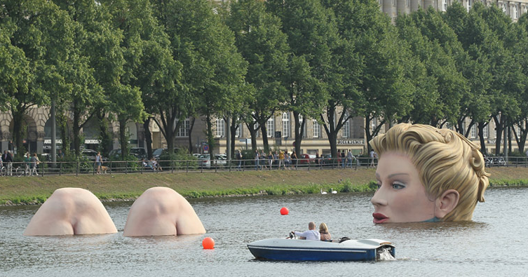 Oliver Voss 'The Bather' Installation In Hamburg