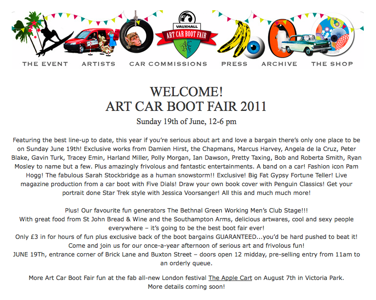 Vauxhall Art Car Boot Fair Event Details + Artist Otto Schade Hunt