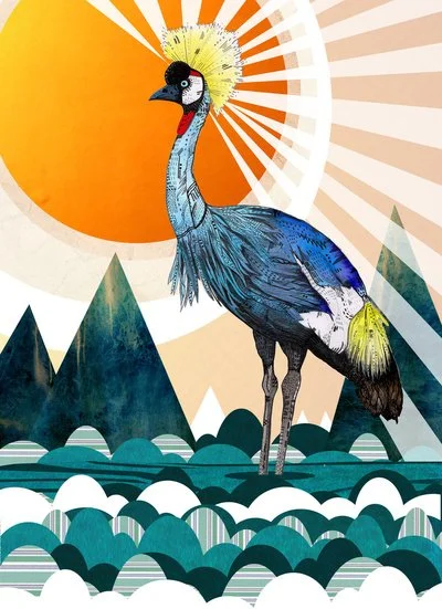 Sandra Dieckmann 'Crowned Crane' Prints Available