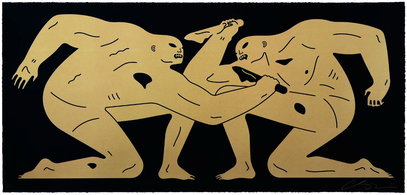 Cleon Peterson 'Balance Of Power' Gold Print Available