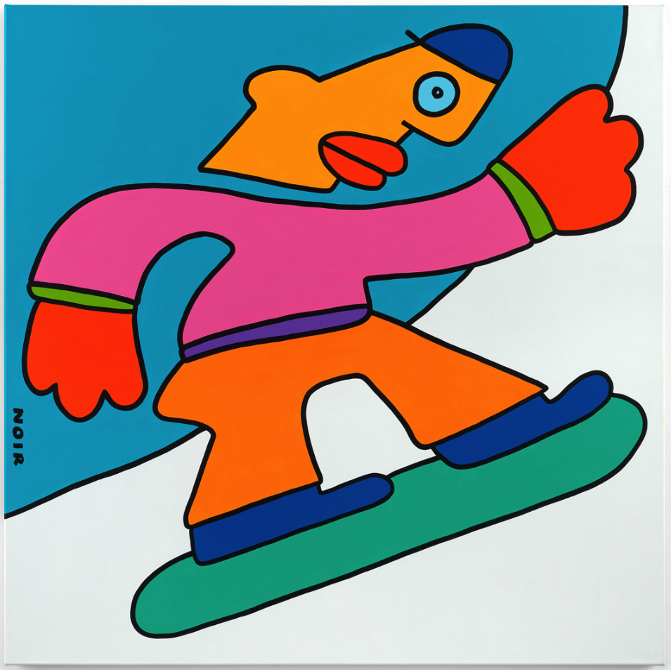 Thierry Noir 'Snowboard Halfpipe' Milano Cortina Painting Available 